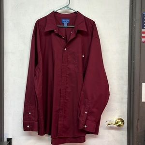Mens size 3XLT *wrinkle free* dark maroon, Long Sleeve Button Up Shirt